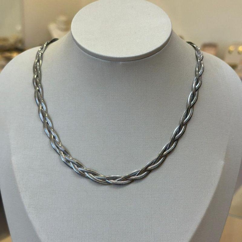 GARGANTILHA FITA TRANÇADA TRIPLA 6.5MM/40CM +5CM