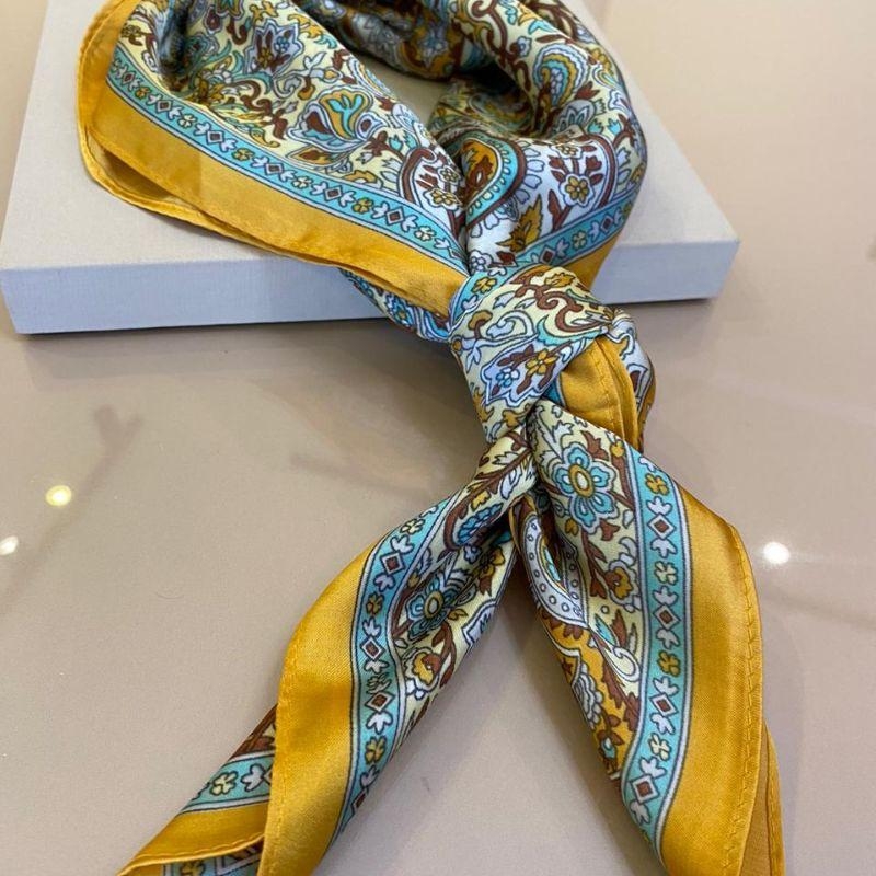 LENÇO AMARELO E VERDE TIFFANY 70X70CM