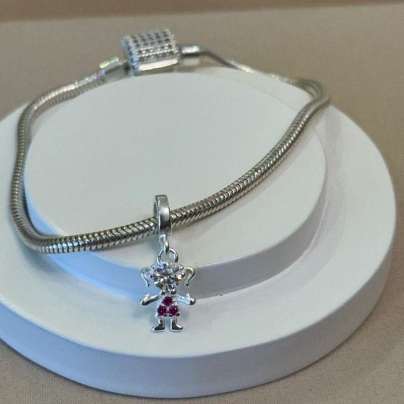 BERLOQUE PRATA MENINA ZIRCÔNIAS PINKS