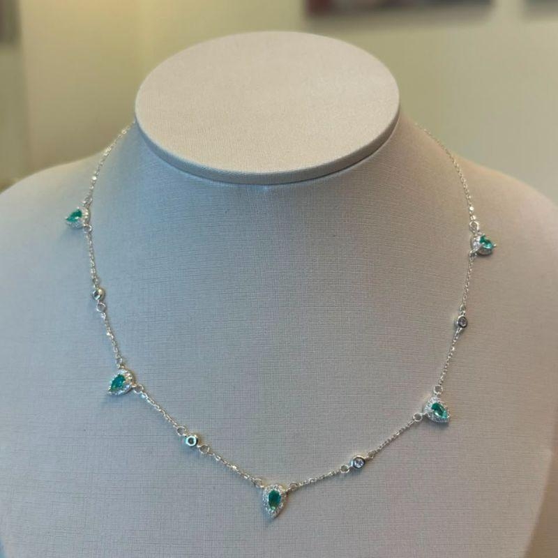 CHOKER PRATA GOTAS VERDE TIFFANY