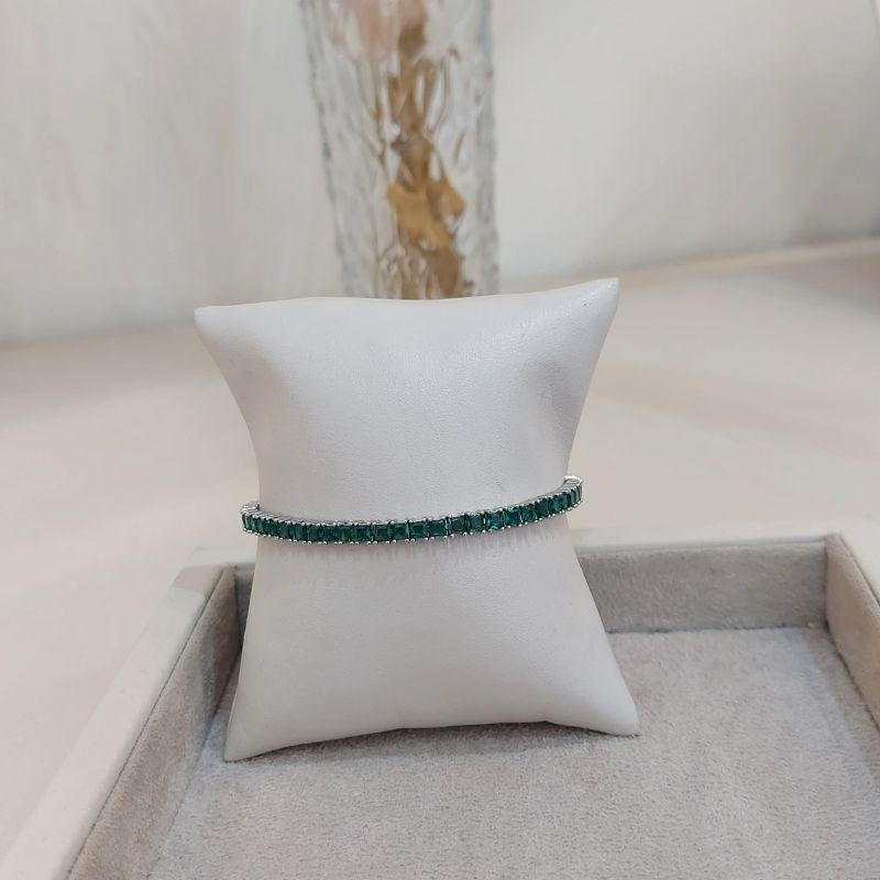 PULSEIRA RIVIERA ESMERALDA ZIRCÔNIA QUADRADA