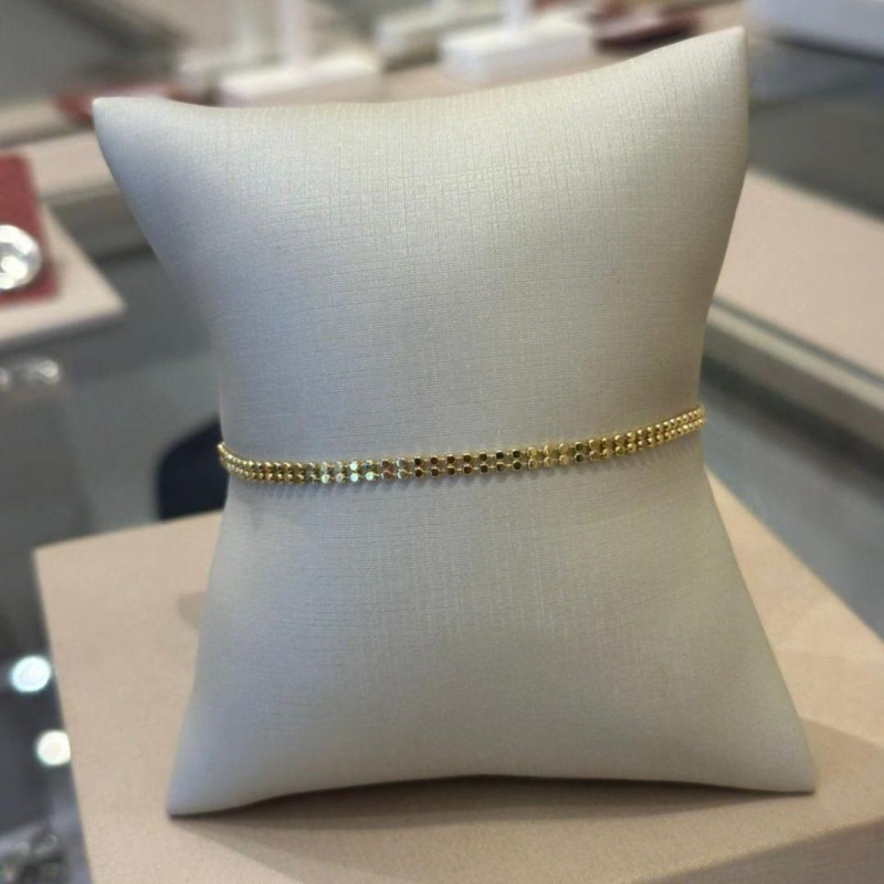 PULSEIRA MALHA DUPLA BOLINHAS DIAMANTADAS