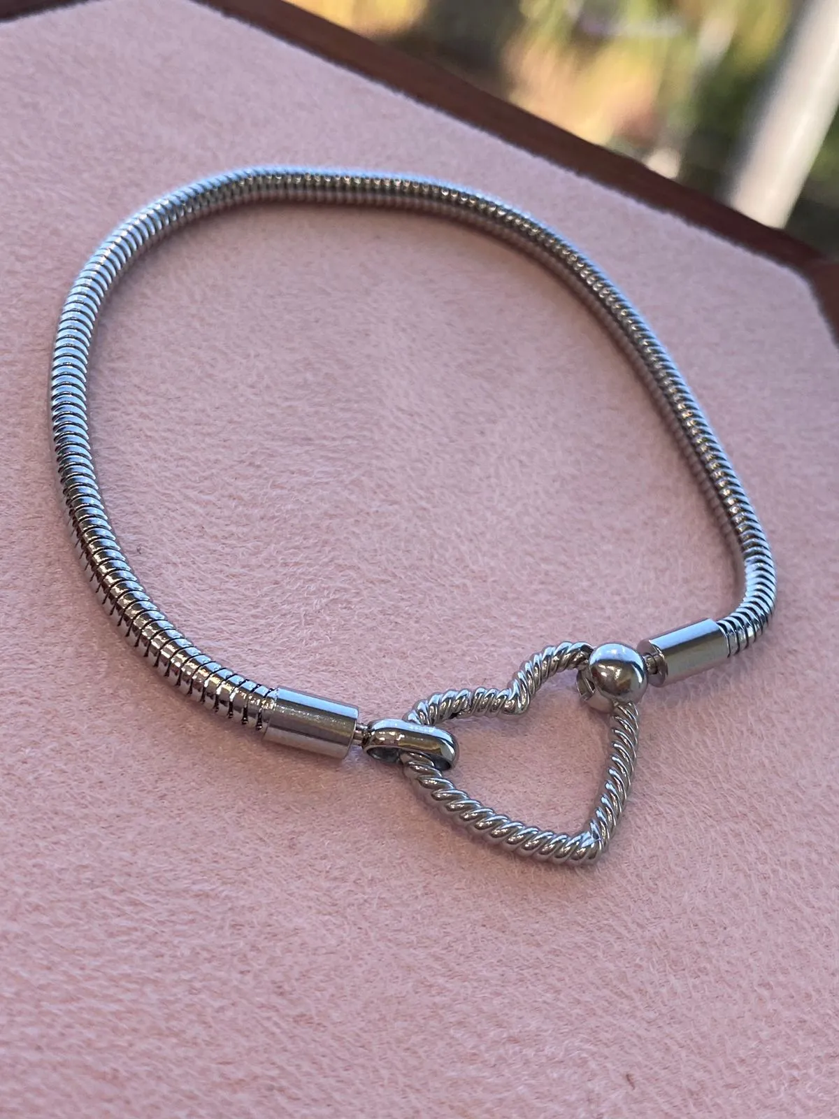 PULSEIRA AÇO PANDORA CORAÇÃO VAZADO