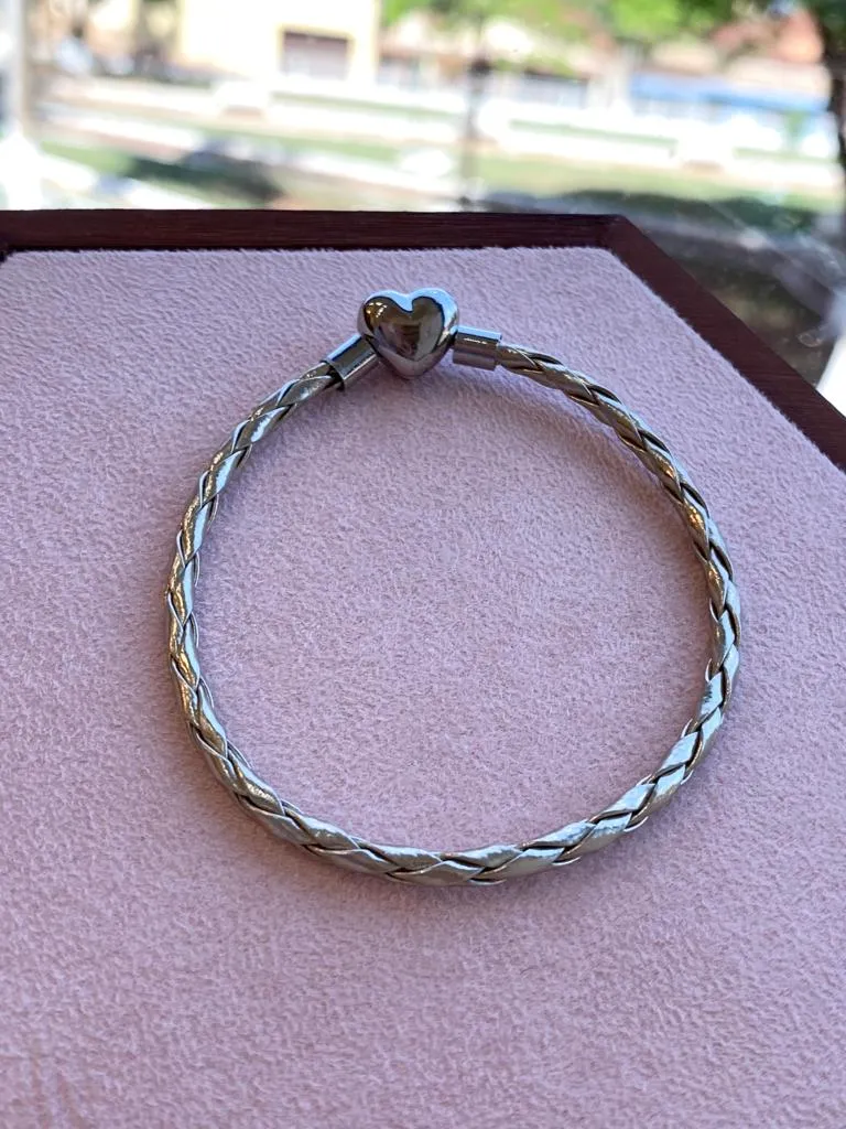 PULSEIRA PANDORA COURO PRATA 19CM
