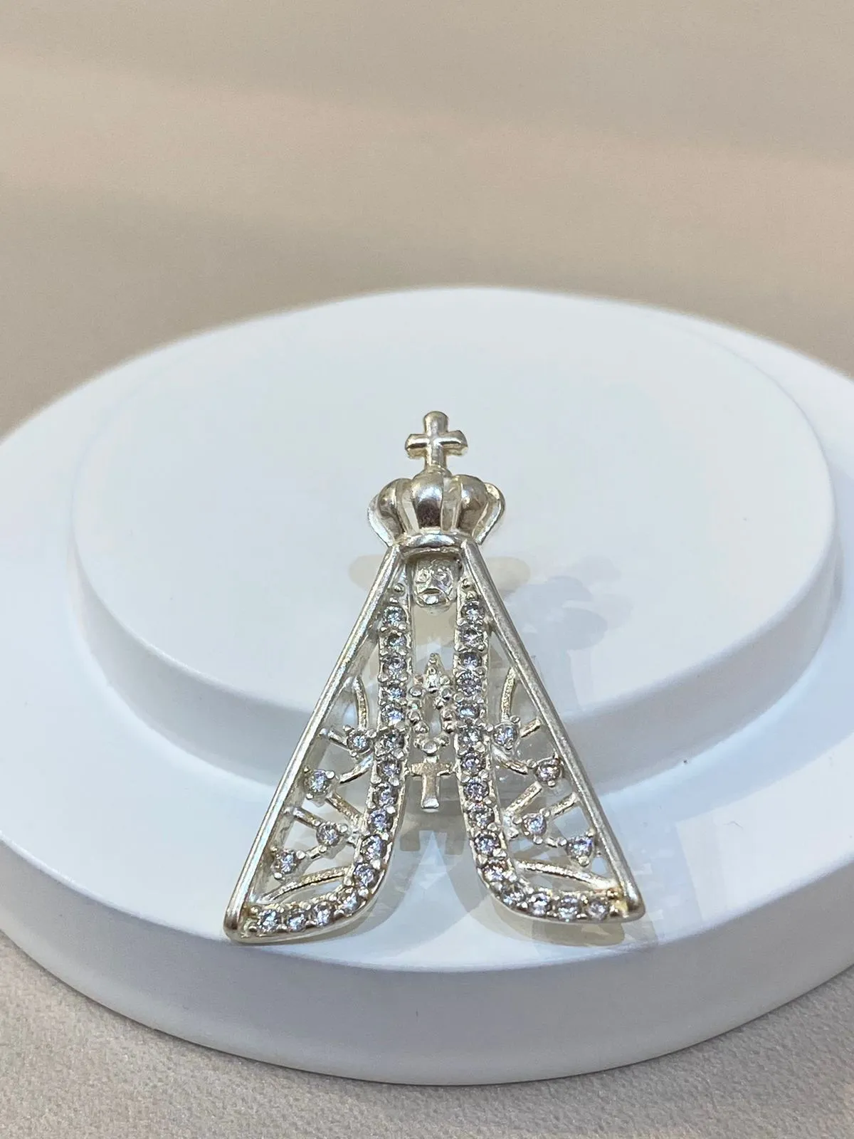PINGENTE PRATA NOSSA SENHORA APARECIDA CRAVEJADO