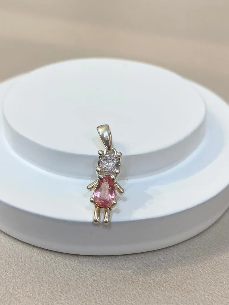 PINGENTE PRATA MENINA ZIRCONIA ROSA