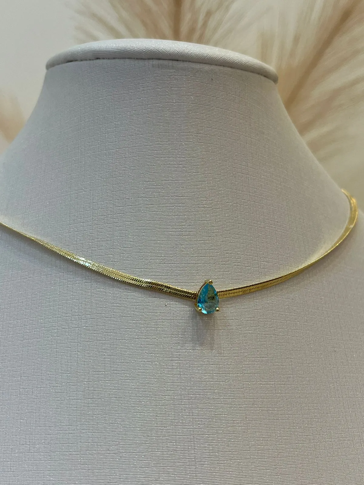 CHOKER FITA GOTA AZUL