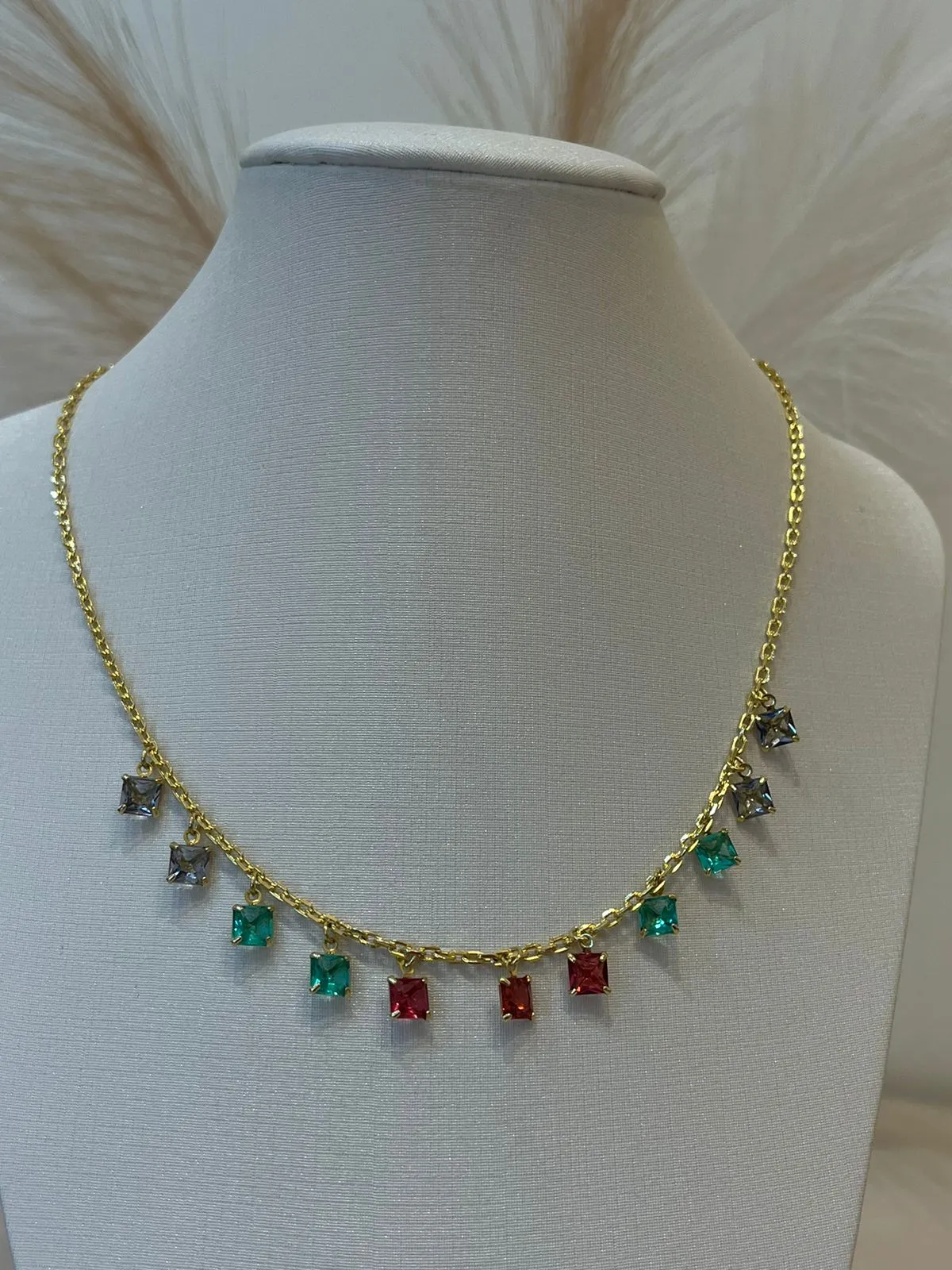CHOKER CARTIER DELICADA COM ZIRCONIAS COLORIDAS