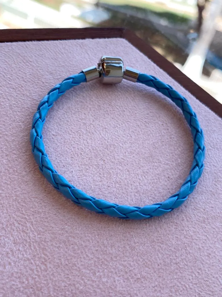 PULSEIRA PANDORA COURO AZUL 17CM