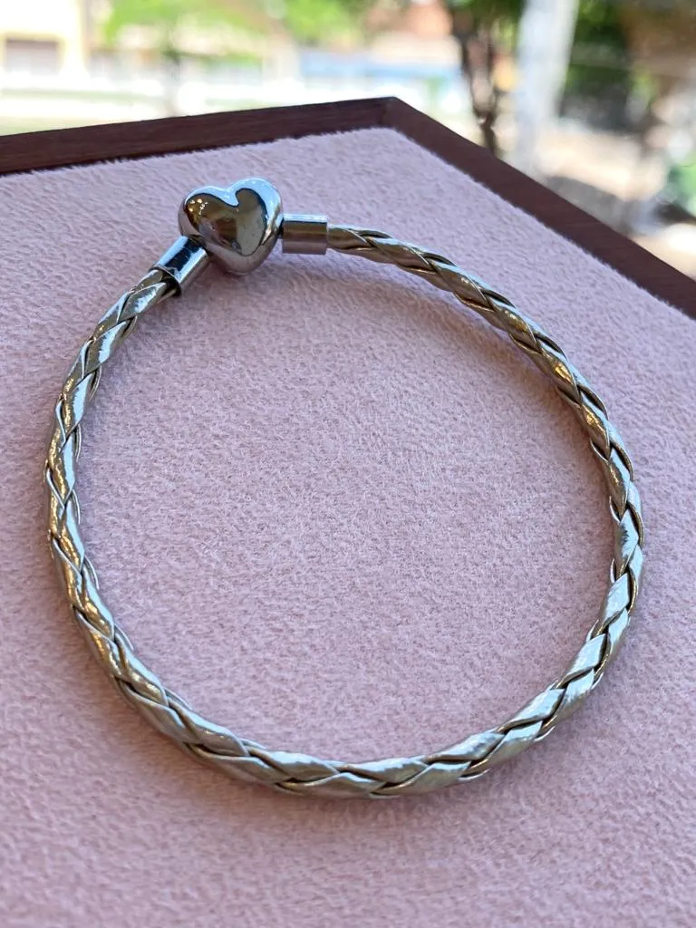 PULSEIRA PANDORA COURO PRATA 19CM