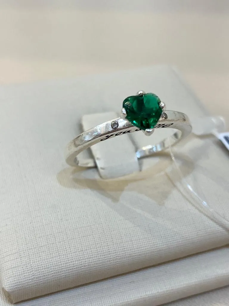 ANEL PRATA SOLITÁRIO VERDE