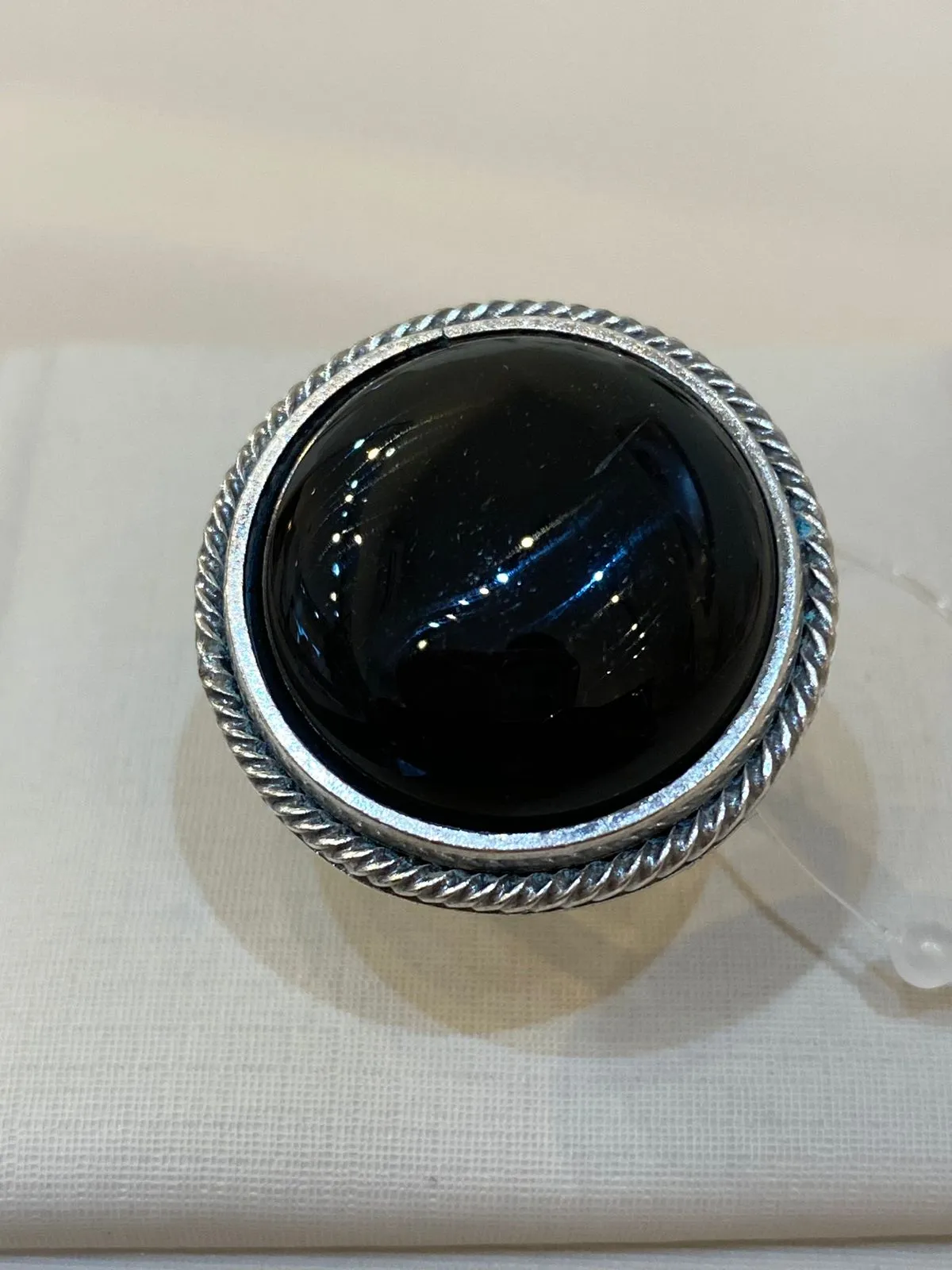 ANEL PRATA PEDRA ÔNIX