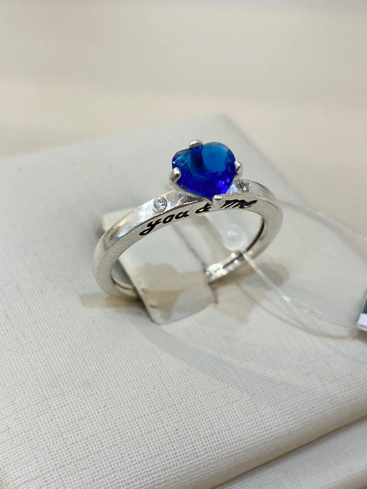 ANEL PRATA SOLITÁRIO YOU & ME AZUL