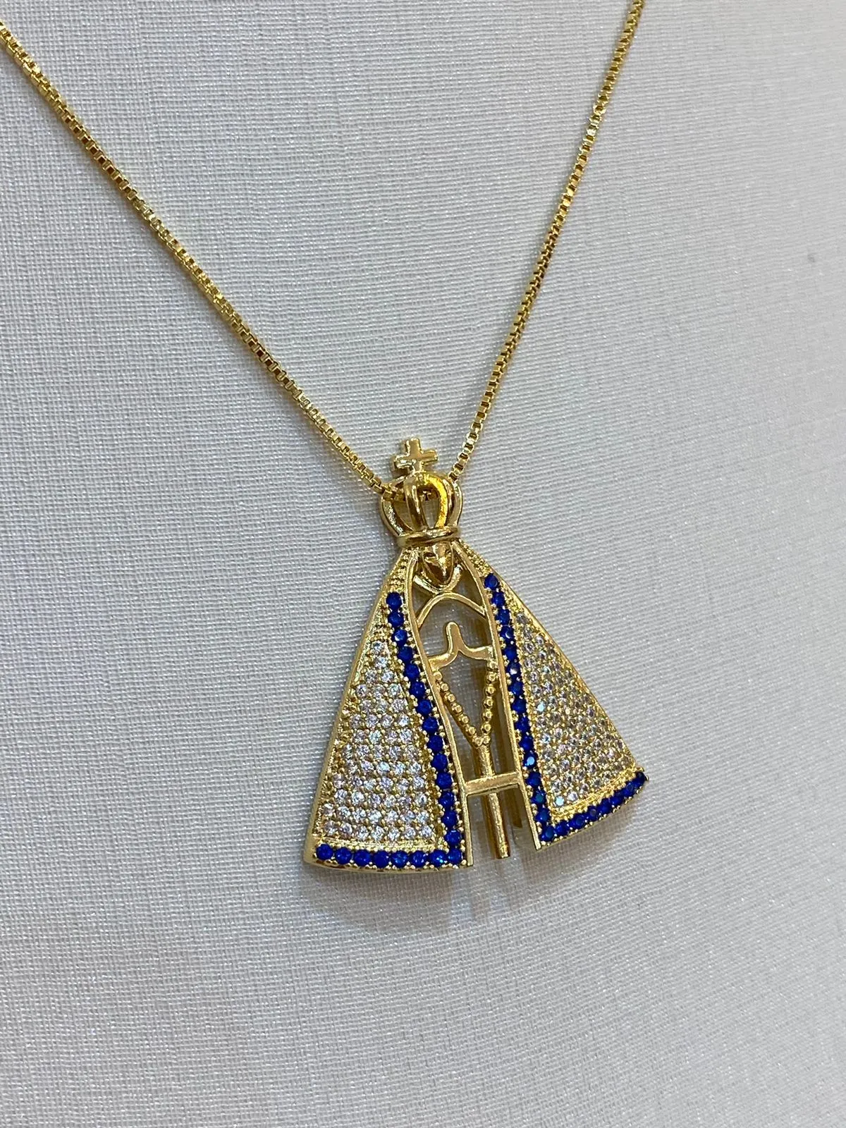 COLAR NOSSA SENHORA APARECIDA GRANDE CRAVEJADA