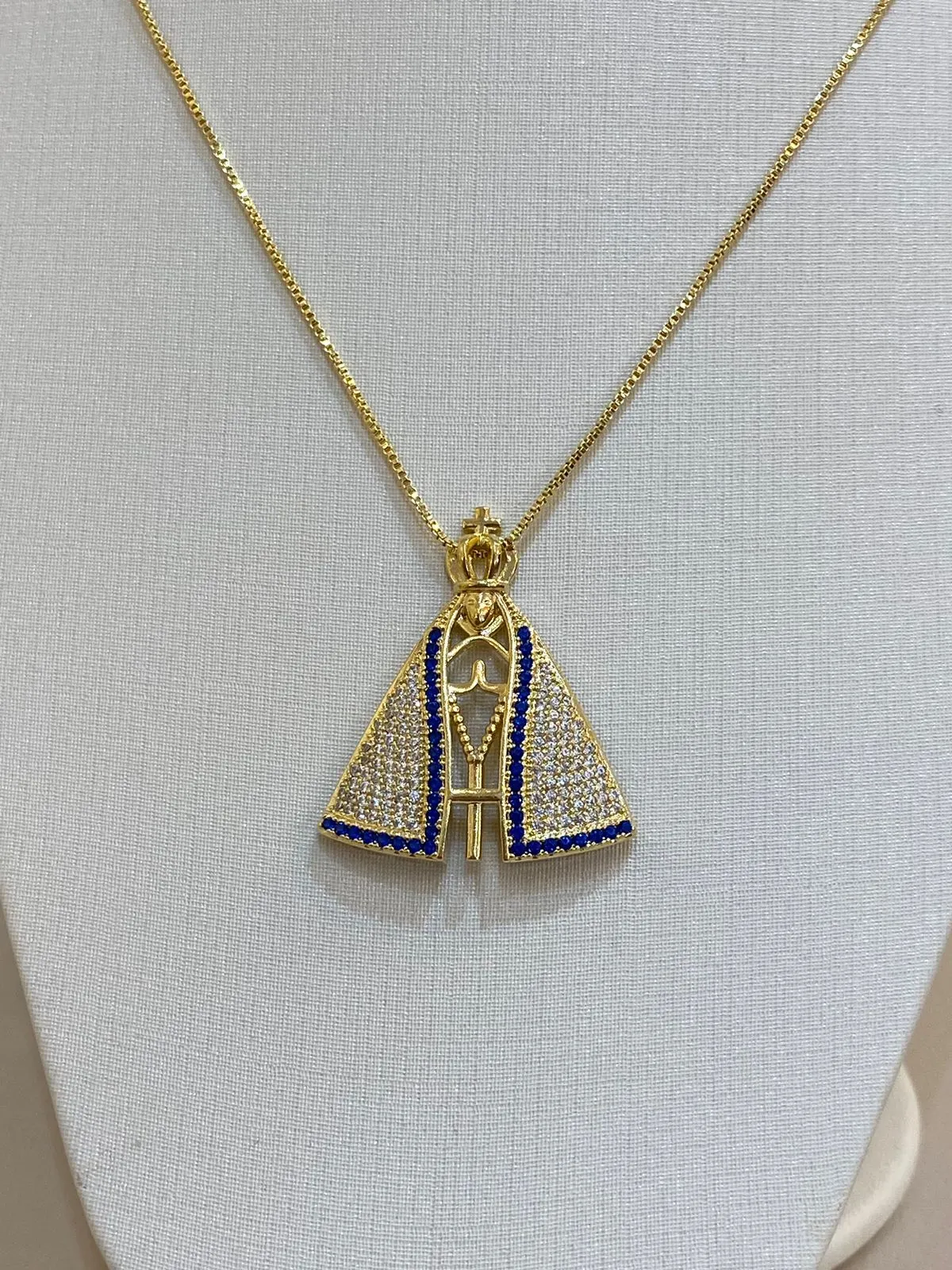 COLAR NOSSA SENHORA APARECIDA GRANDE CRAVEJADA