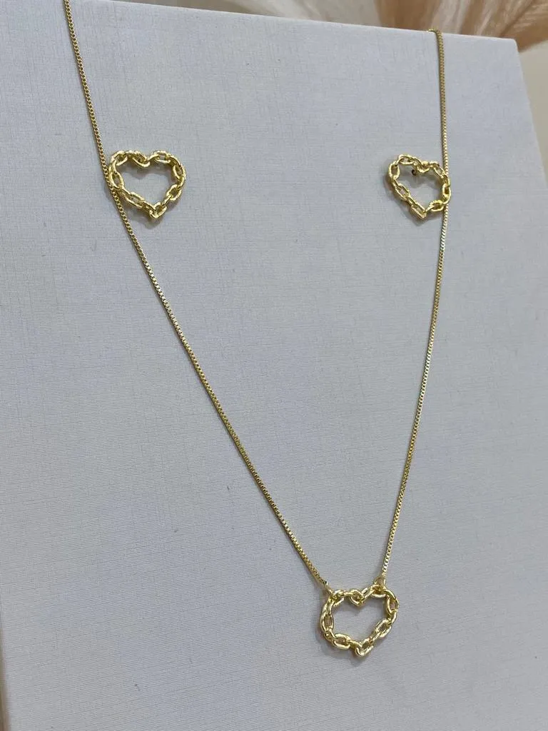 CONJUNTO CORAÇÃO CORRENTE
