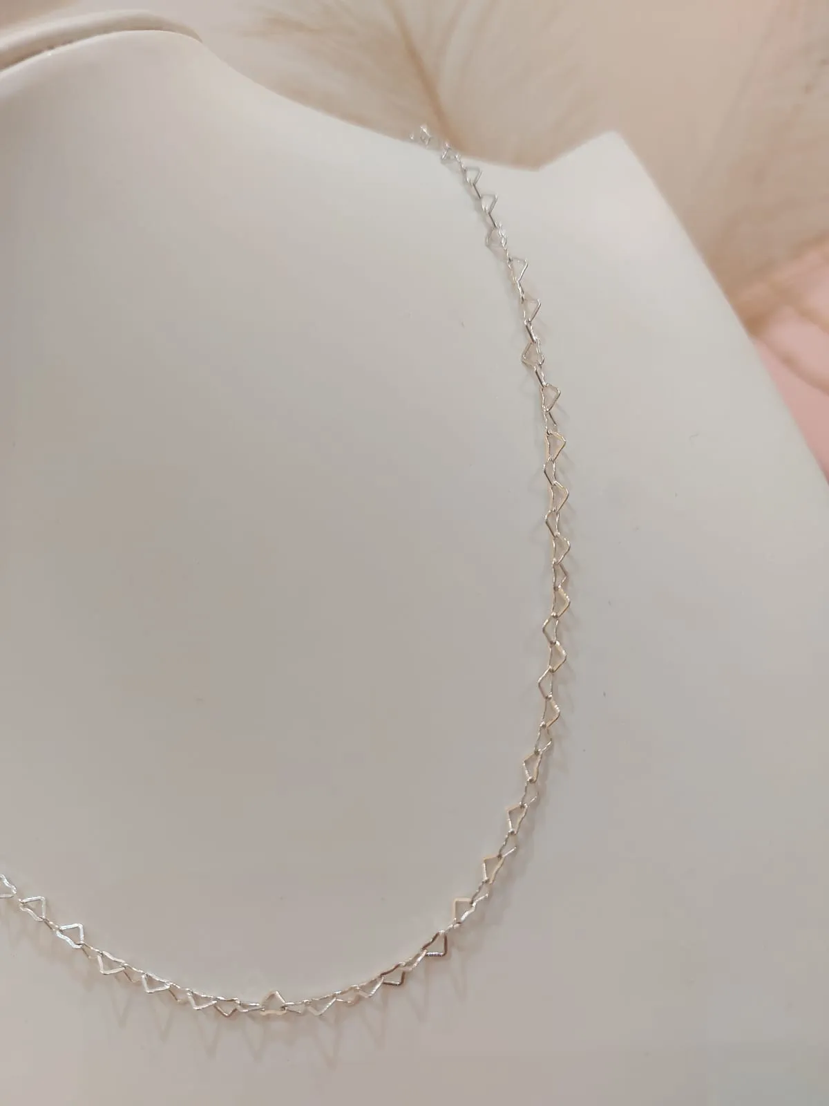 COLAR PRATA ELO CORAÇÃO 45CM