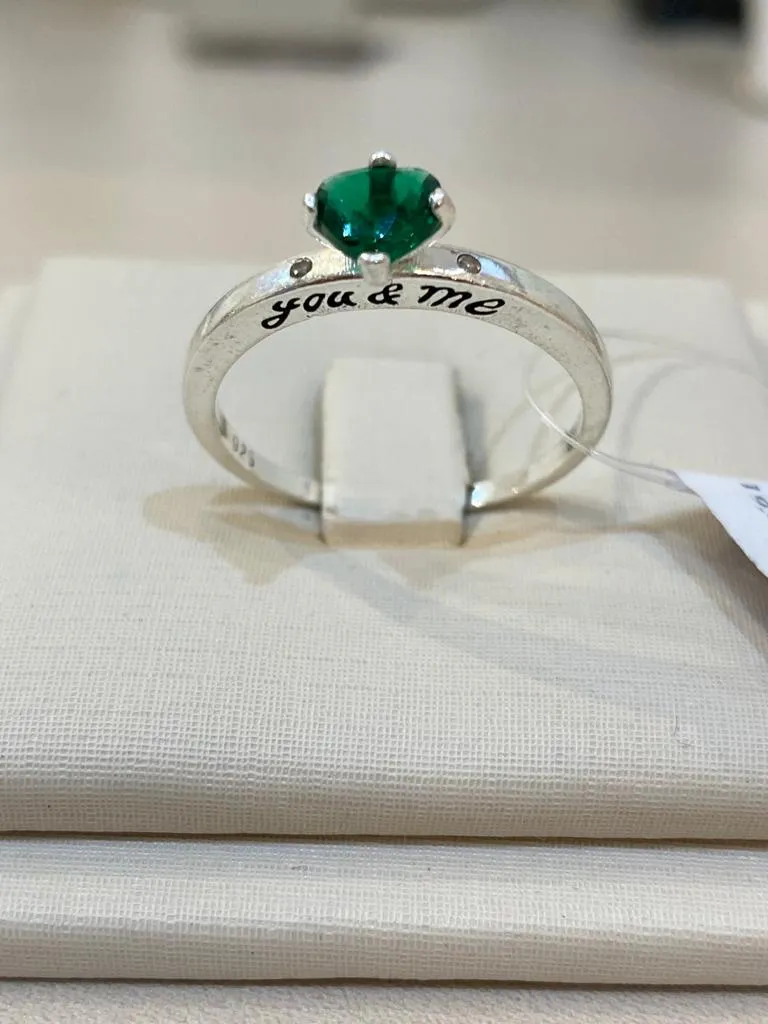 ANEL PRATA SOLITÁRIO VERDE