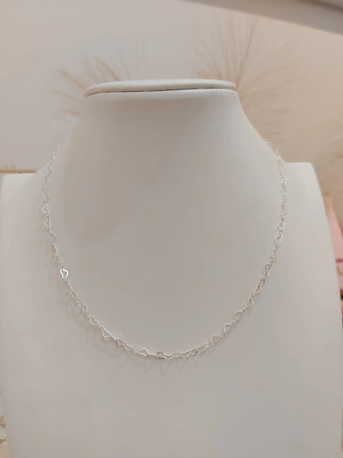 CHOKER PRATA ELO CORAÇÃO 40CM