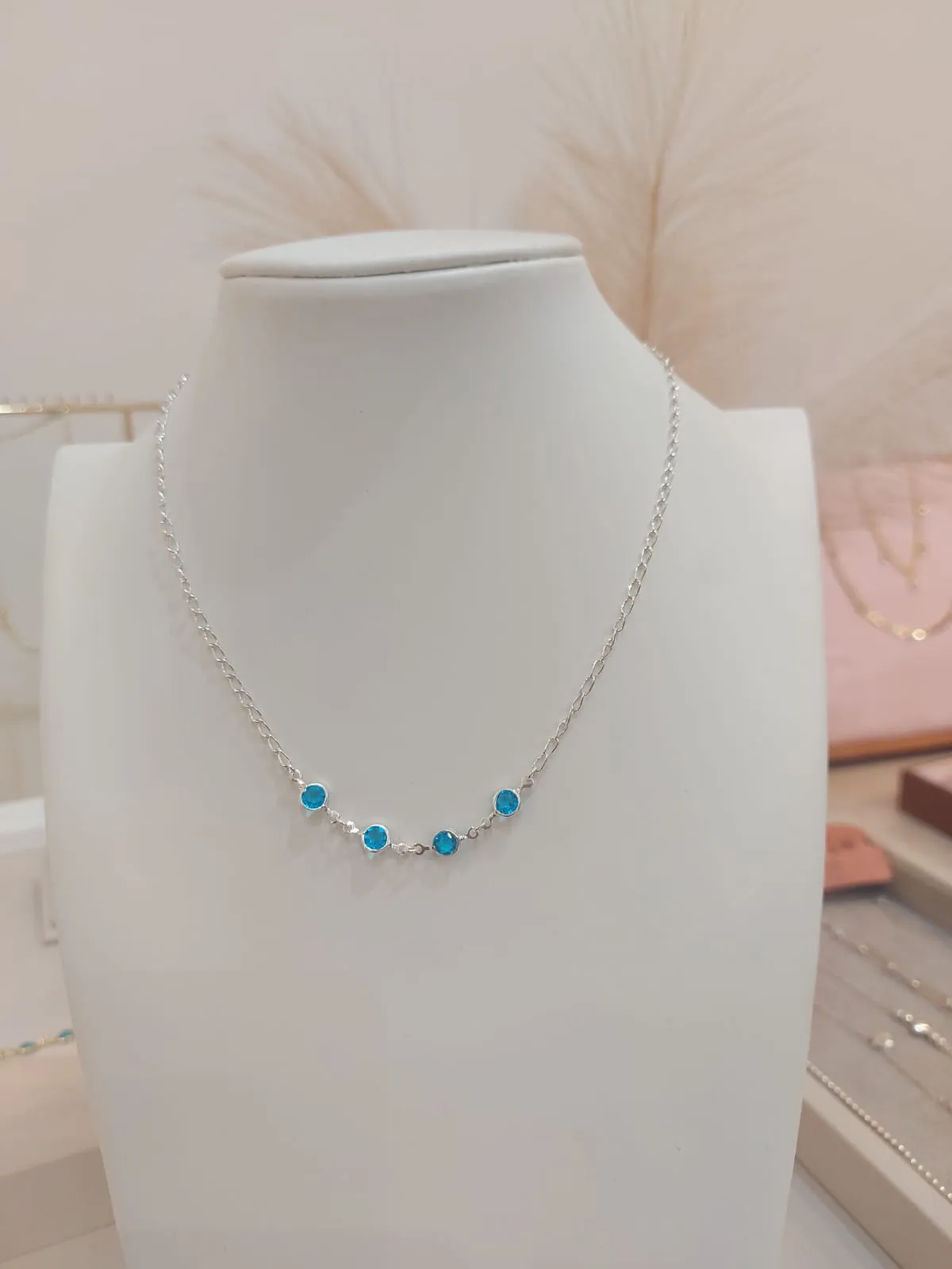 CHOKER PRATA ZIRCÔNIA AZUL