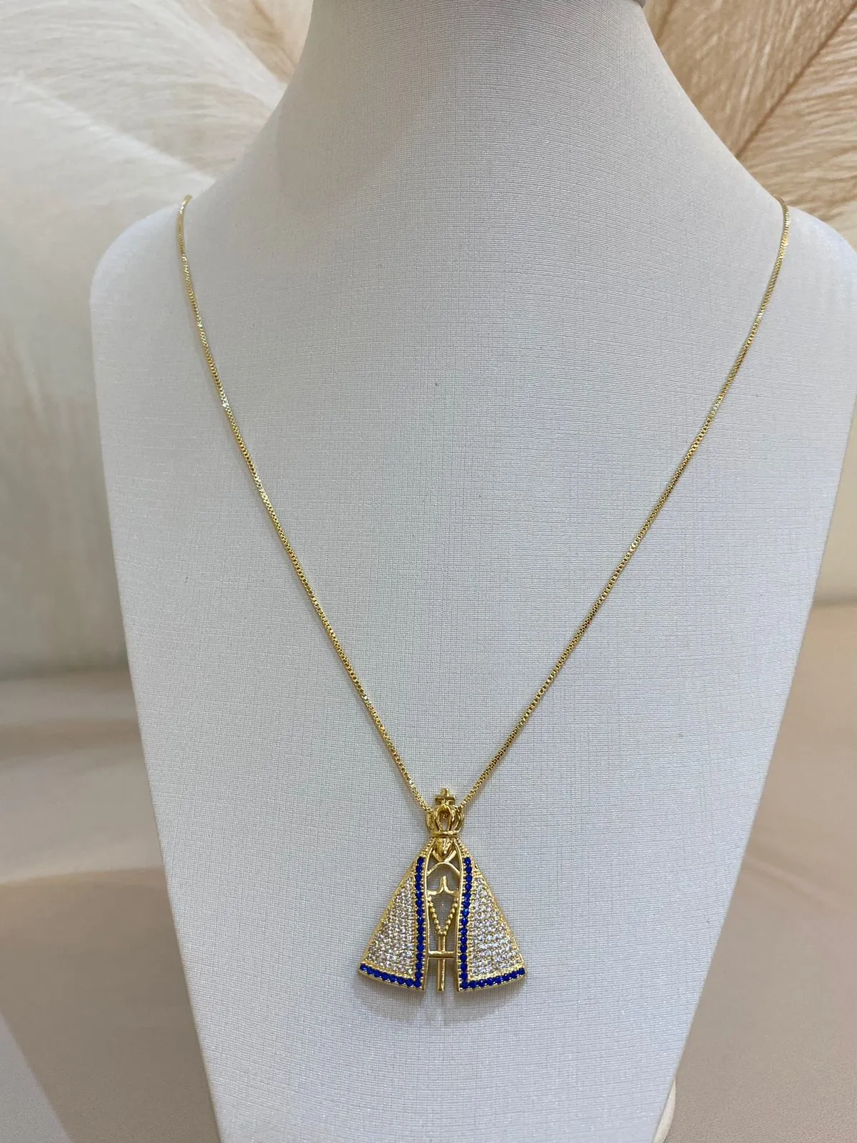 COLAR NOSSA SENHORA APARECIDA GRANDE CRAVEJADA