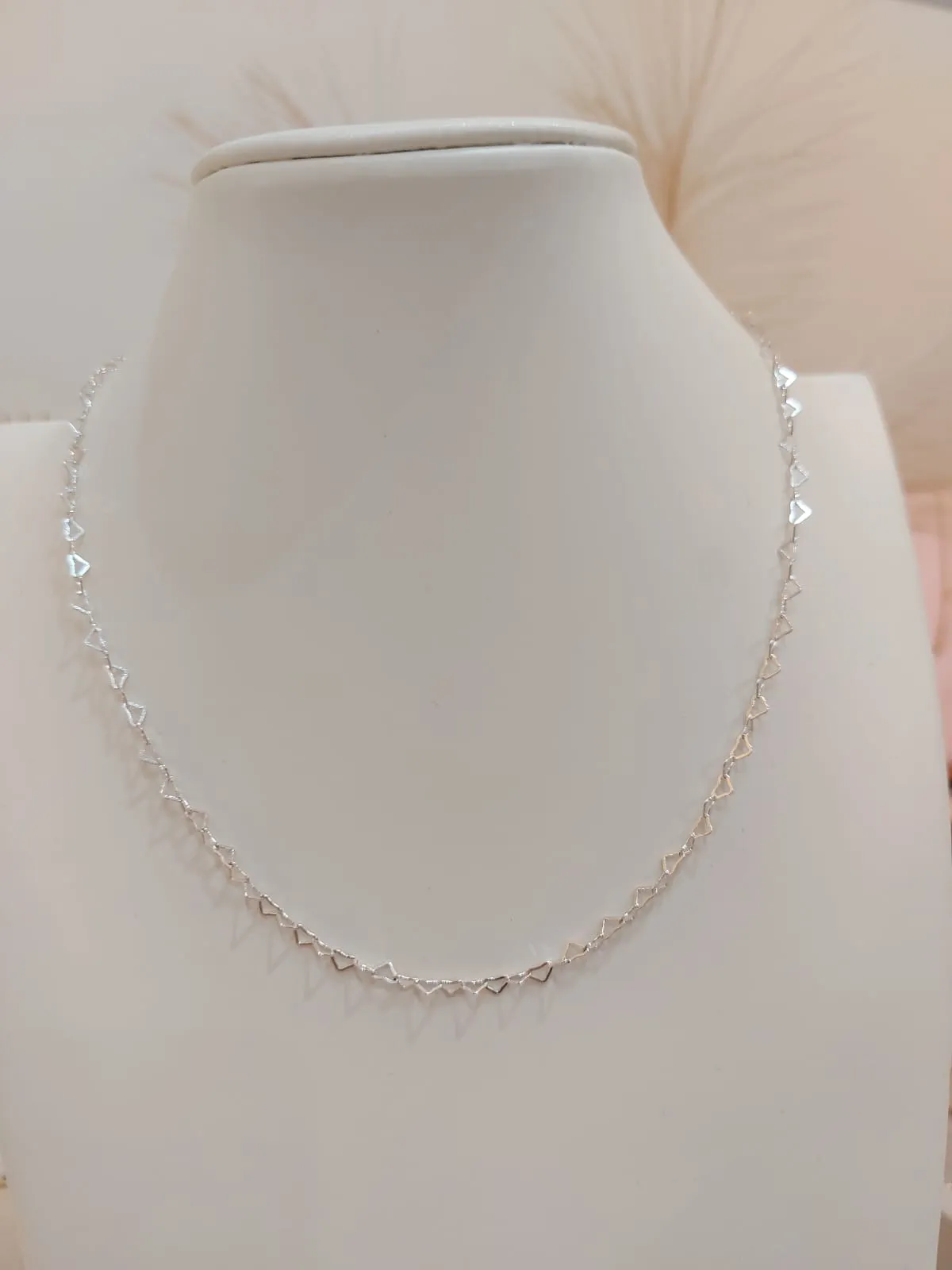 COLAR PRATA ELO CORAÇÃO 45CM