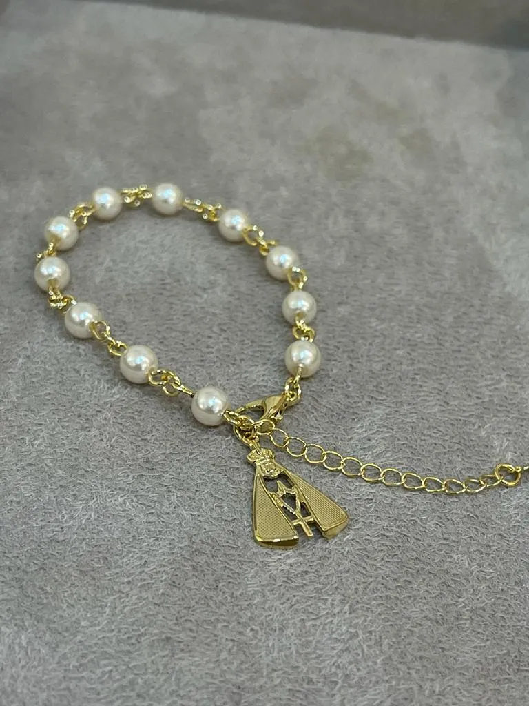 PULSEIRA PÉROLAS C/ PINGENTE N S APARECIDA