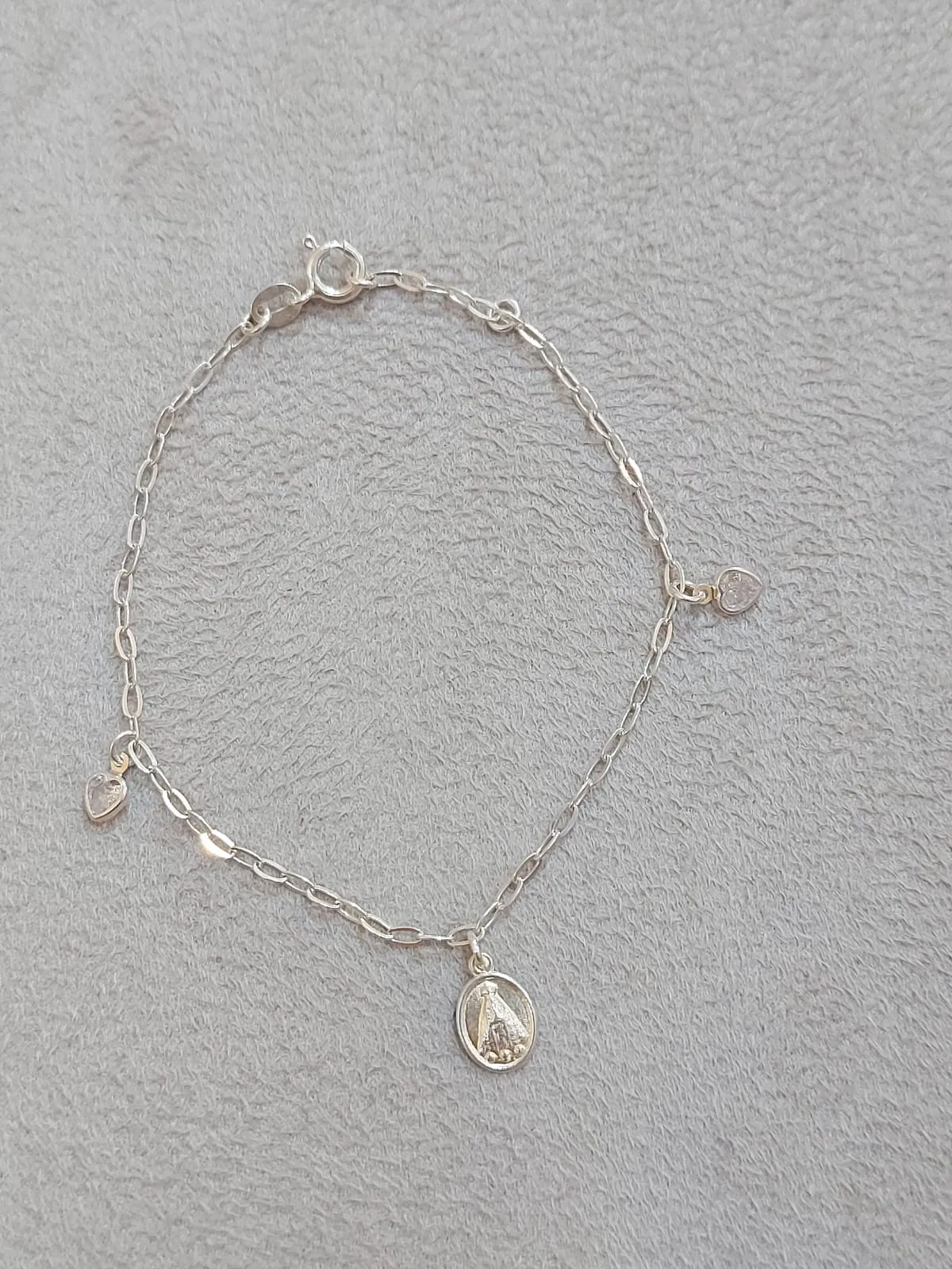 PULSEIRA PRATA NOSSA SENHORA APARECIDA E CORAÇÕES