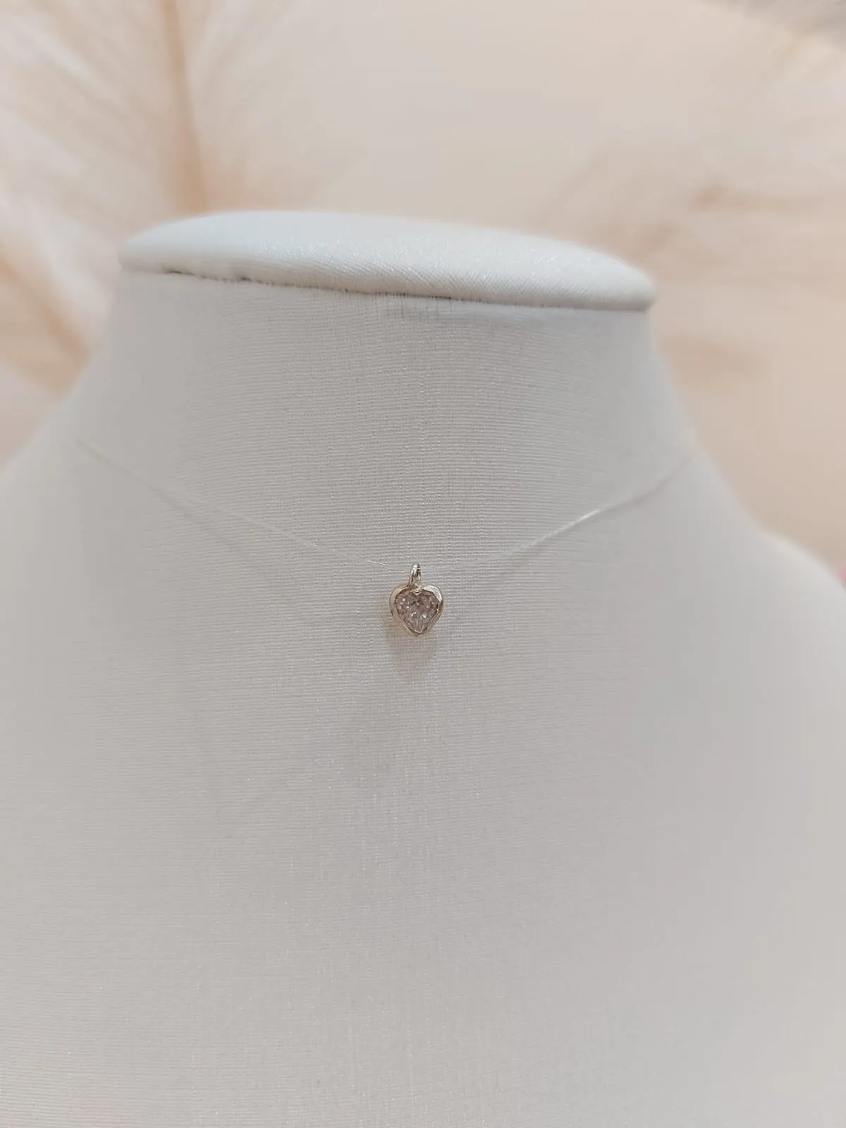 FIO DE NYLON PRATA ZIRCÔNIA CORAÇÃO