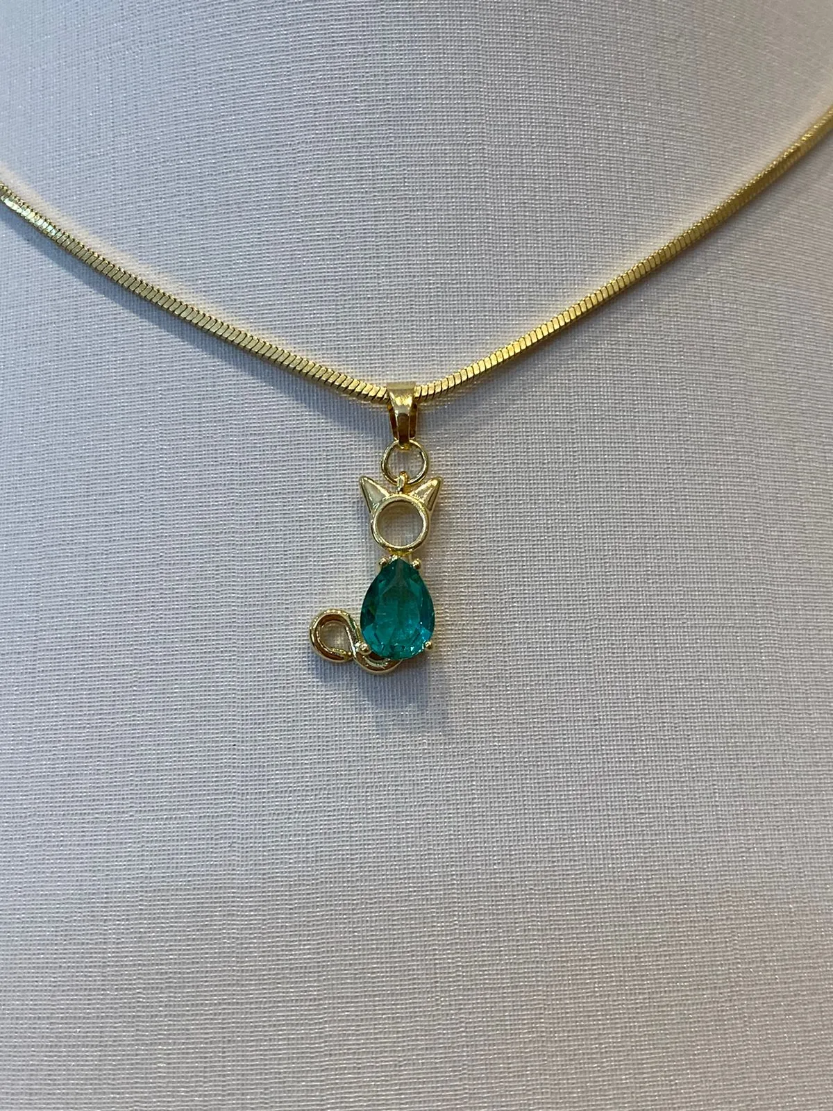 PINGENTE GATINHO TURMALINA VERDE