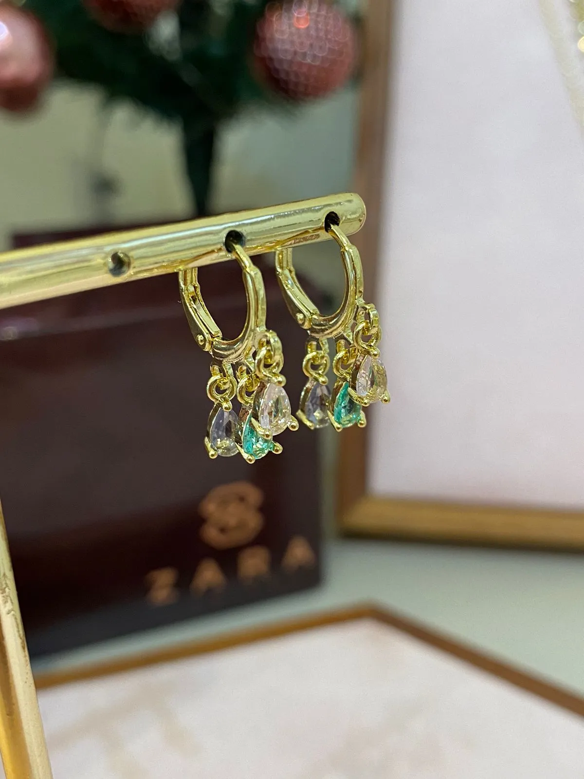 ARGOLA 3 GOTAS LILÁS, VERDE ÁGUA E ROSÊ