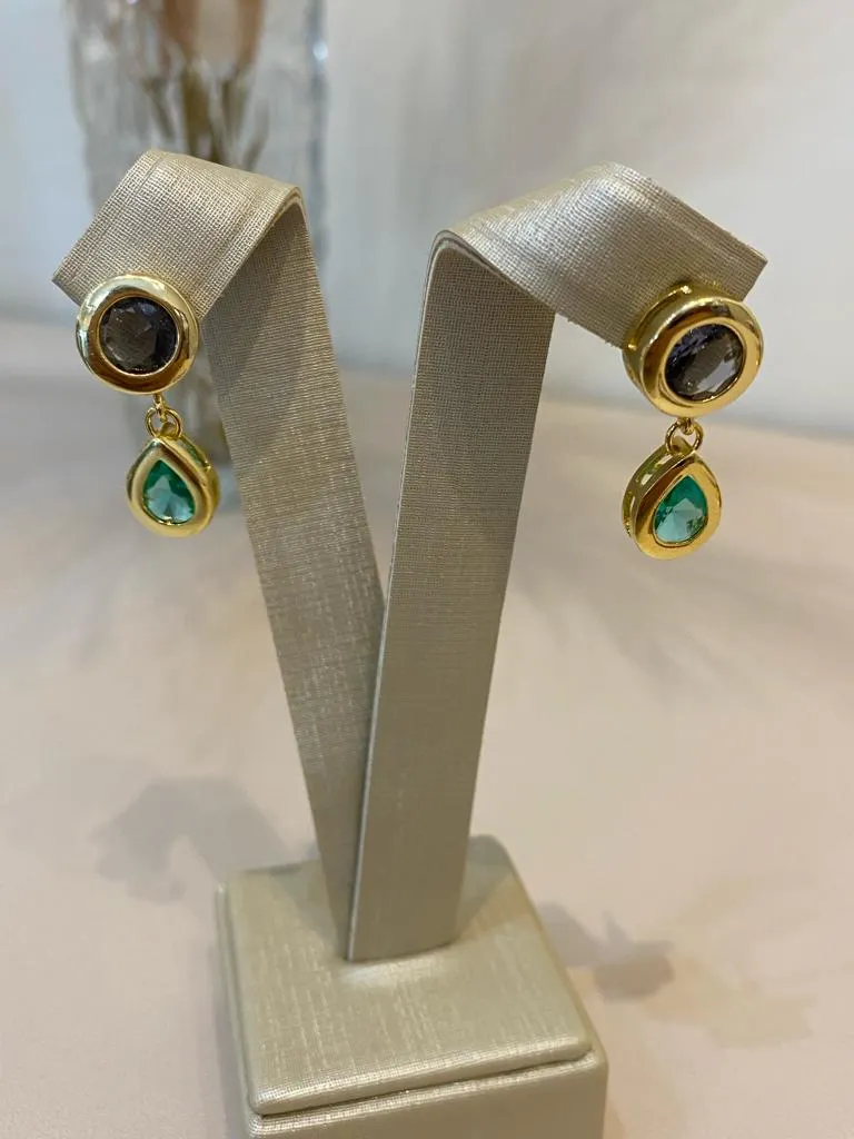 BRINCO ZIRCÔNIAS LILÁS E VERDE