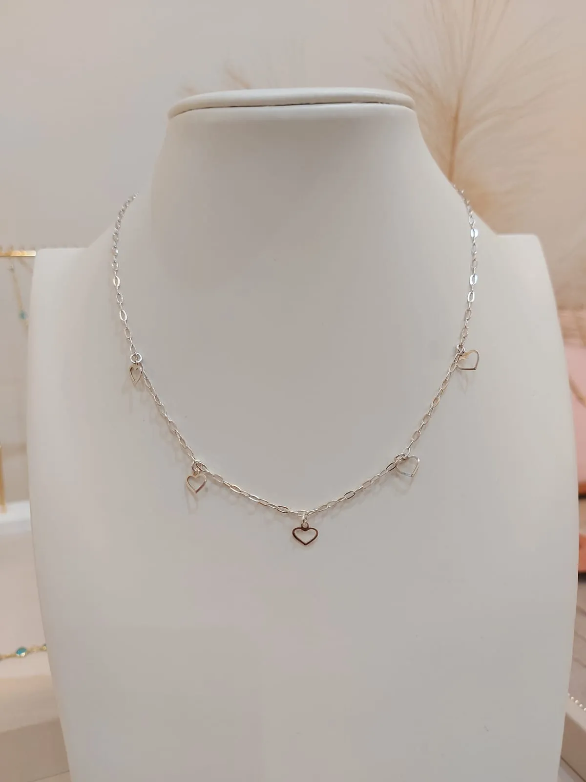 CHOKER PRATA CORAÇÕES VAZADOS