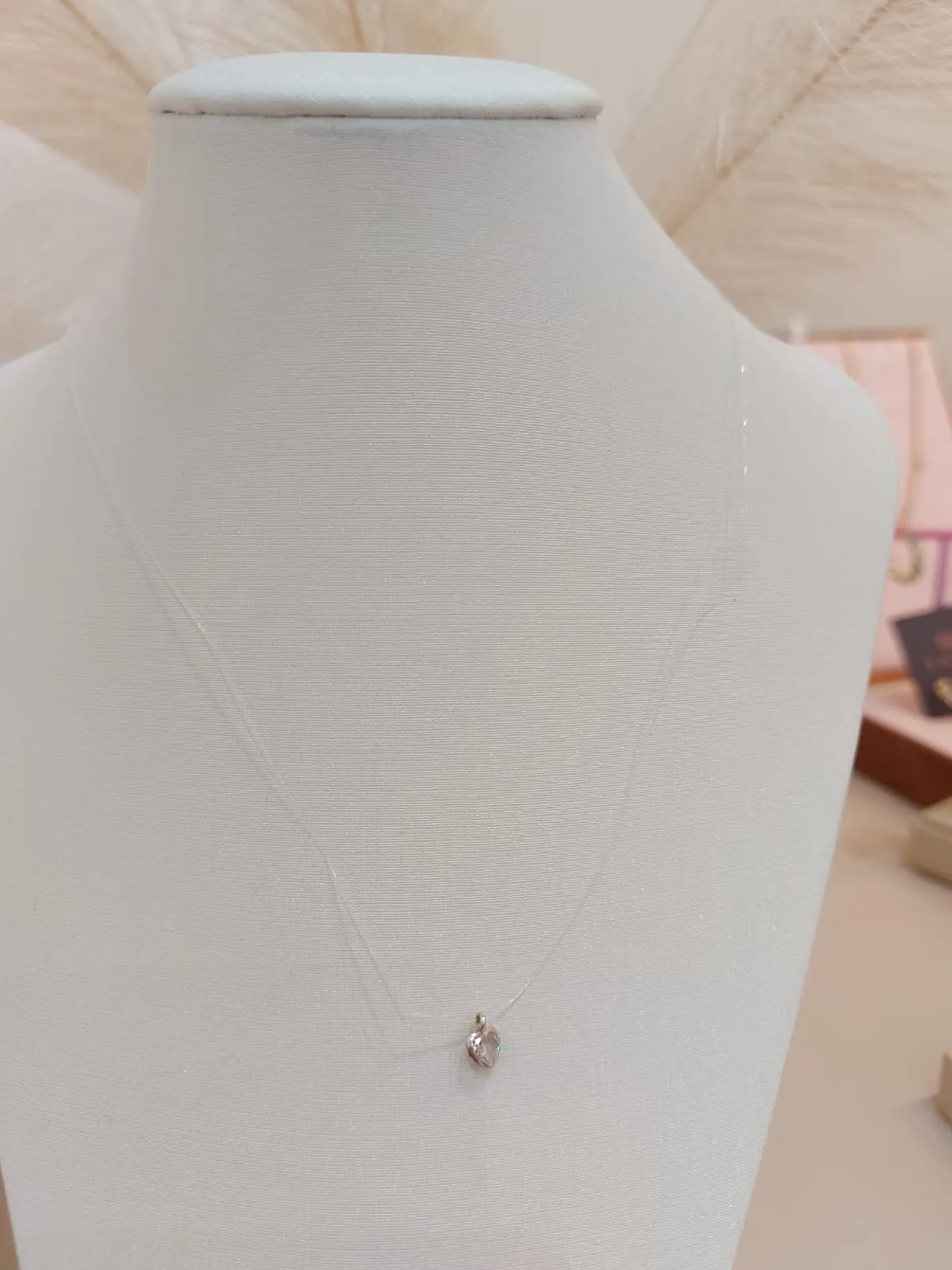 FIO DE NYLON PRATA ZIRCÔNIA CORAÇÃO