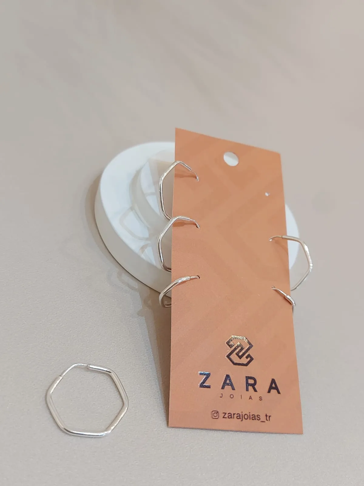 TRIO PRATA ARGOLA HEXAGONAL