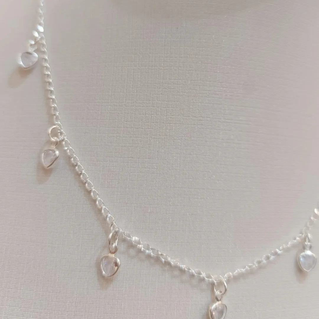 CHOKER PRATA CORAÇÕES ZIRCÔNIAS
