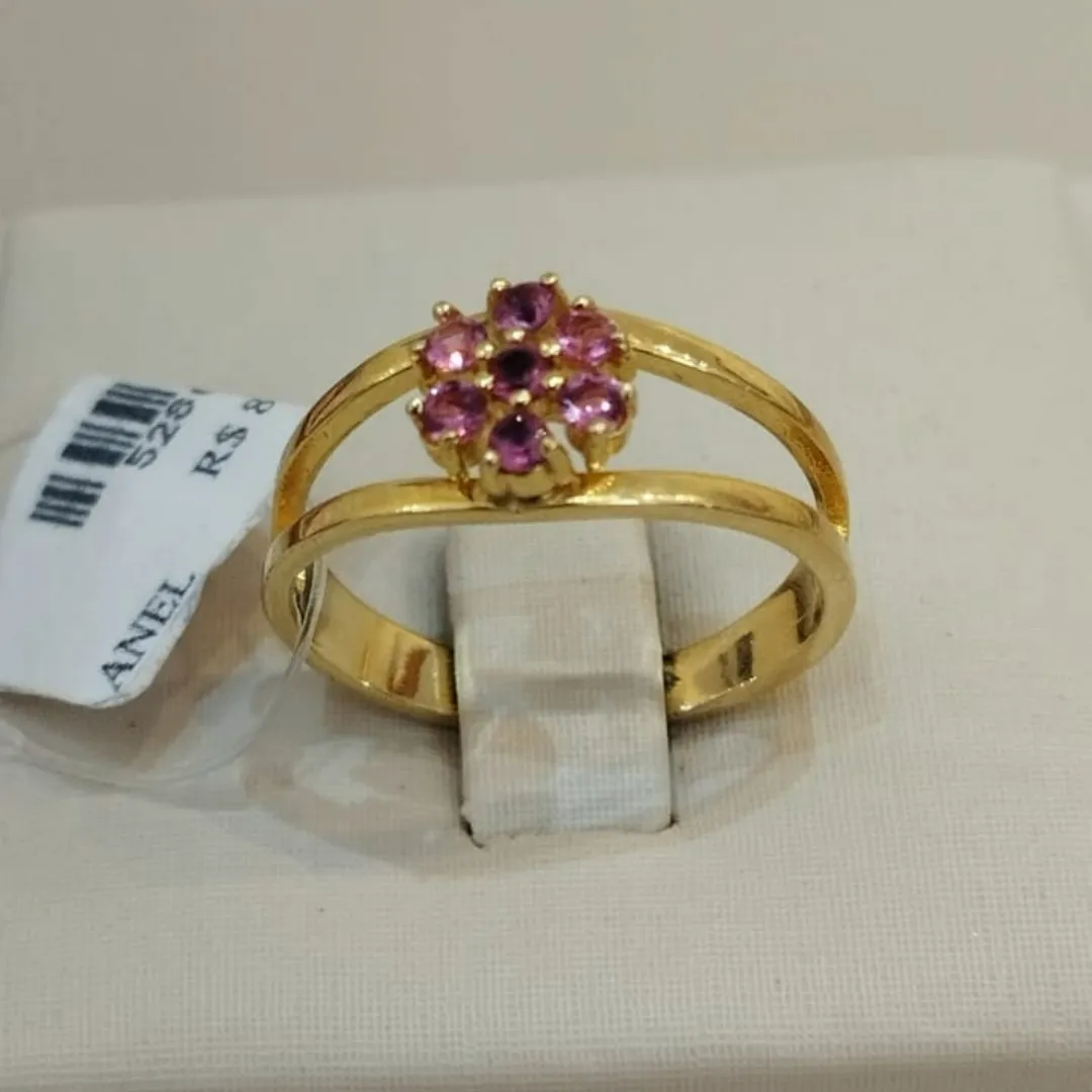ANEL FLOR CRAVEJADO ROSA TAM 22