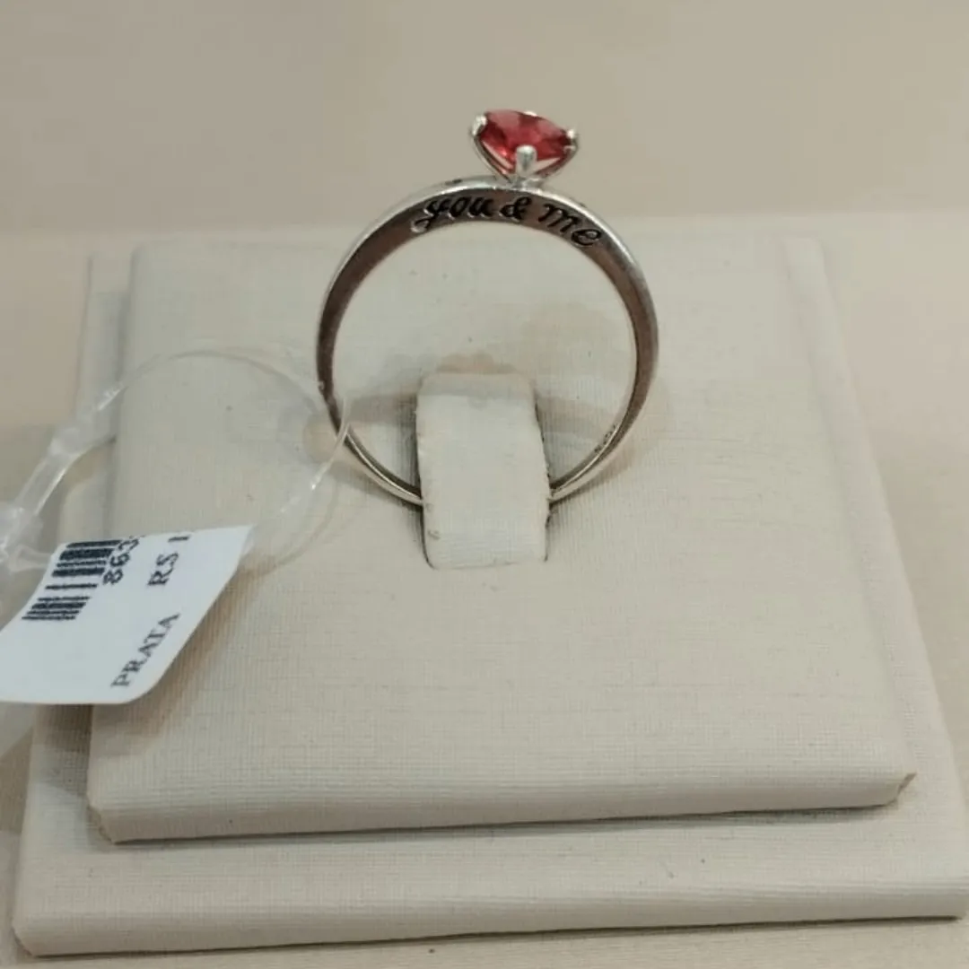 ANEL PRATA SOLITÁRIO YOU & ME VERMELHO