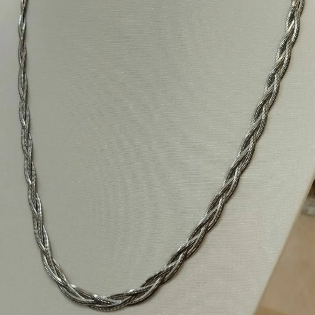 CHOKER AÇO 2 FIOS TRANÇADA 40CM+5CM EXTENSOR