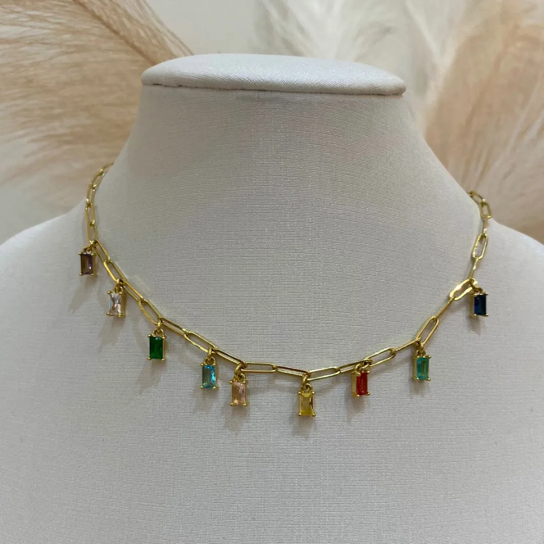 CHOKER CARTIER RETANGULAR COLORIDA