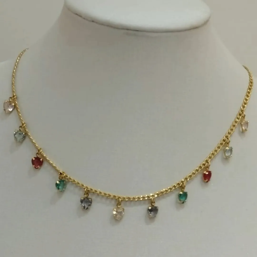 CHOKER GRUMET CORAÇÕES COLORS