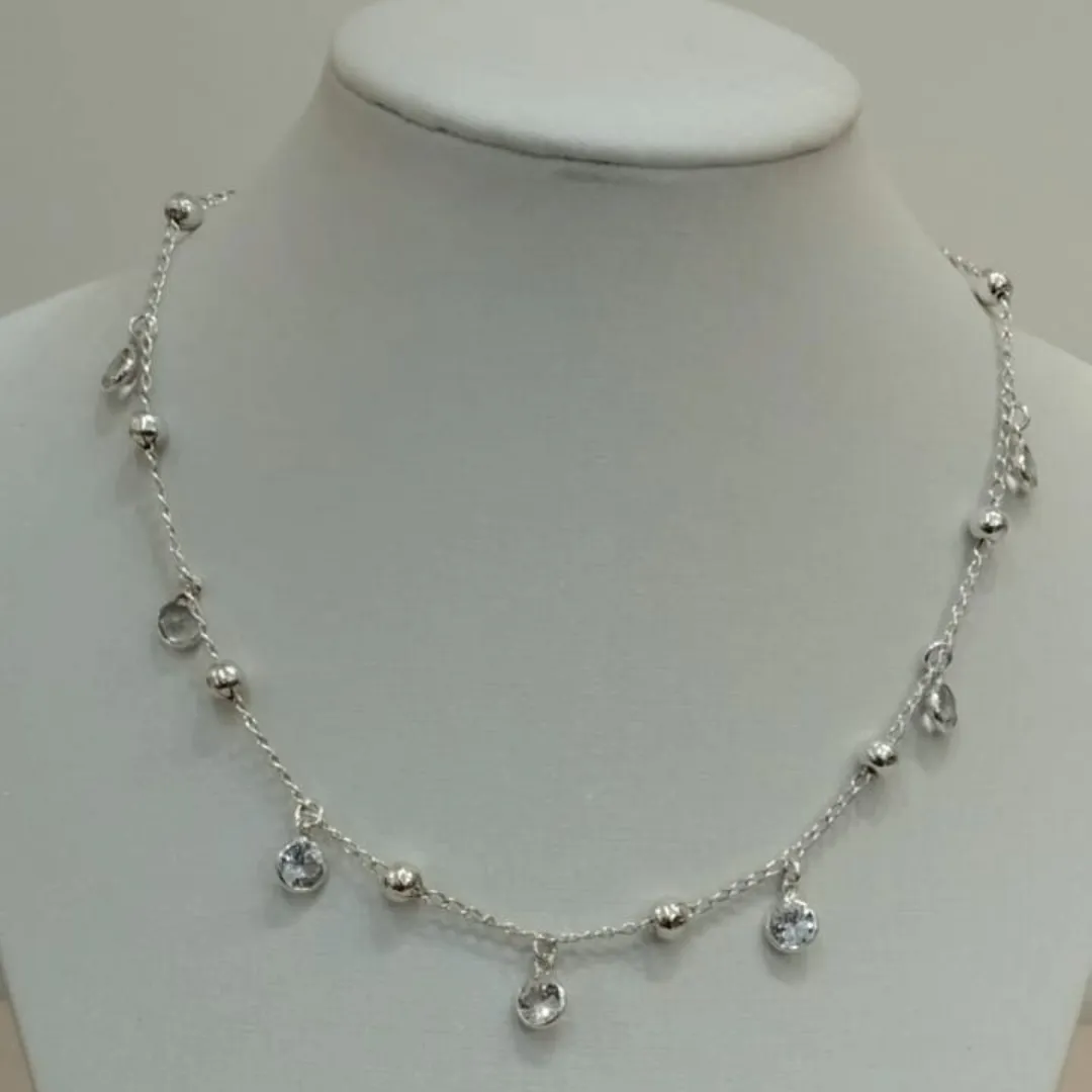 CHOKER PRATA BOLAS E ZIRCÔNIAS
