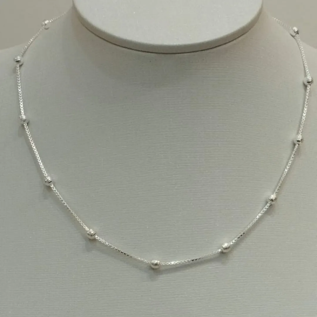 CHOKER PRATA VENEZIANA E BOLINHAS