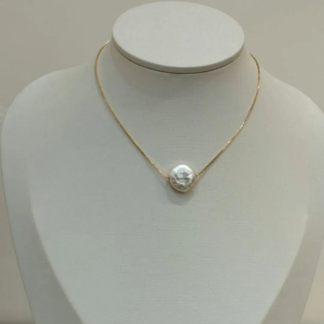 CHOKER VENEZIANA PÉROLA MOEDA ÚNICA