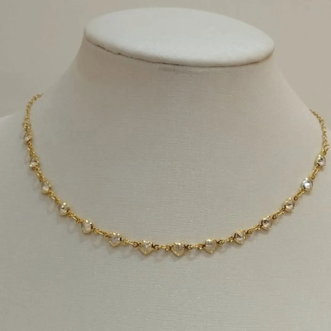 CHOKER ZIRCONIAS CORAÇÕES CRISTAIS