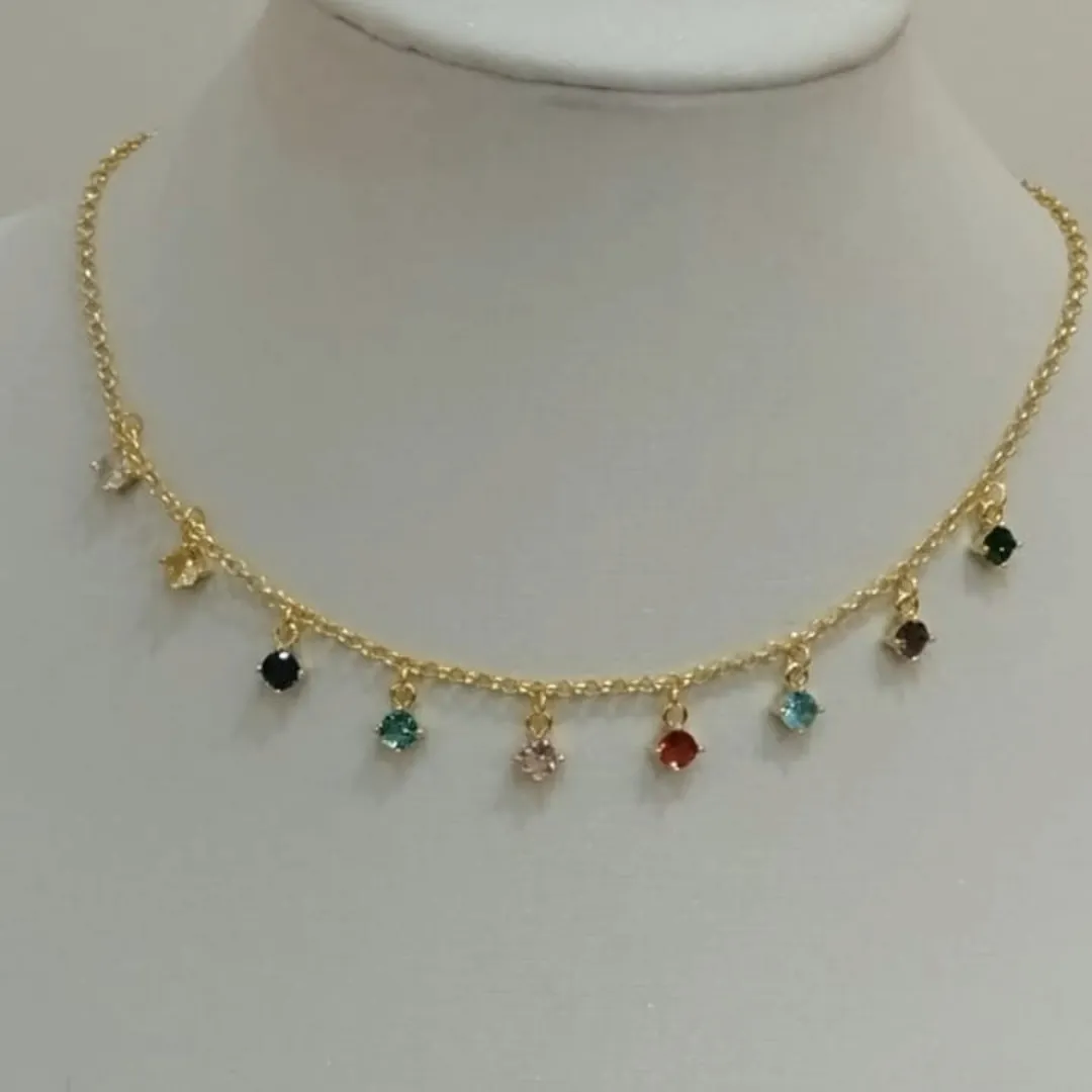 CHOKER ZIRCONIAS REDONDAS COLORS