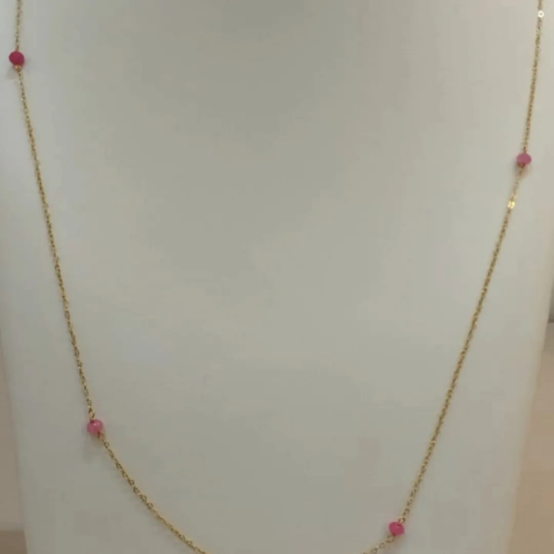COLAR LONGO ELO CORAÇÃO PINK