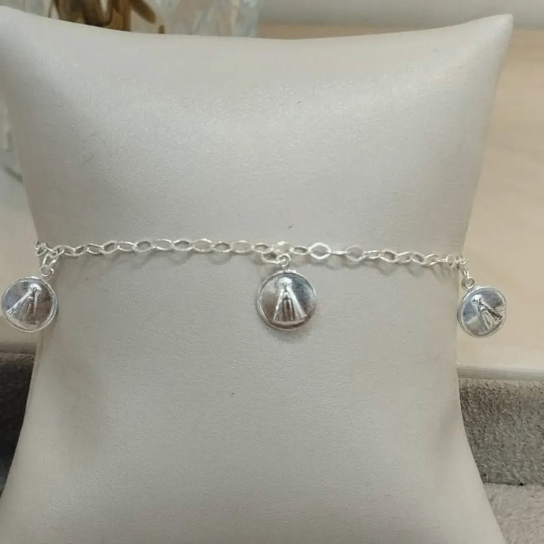 PULSEIRA PRATA MEDALHAS NOSSA SENHORA APARECIDA
