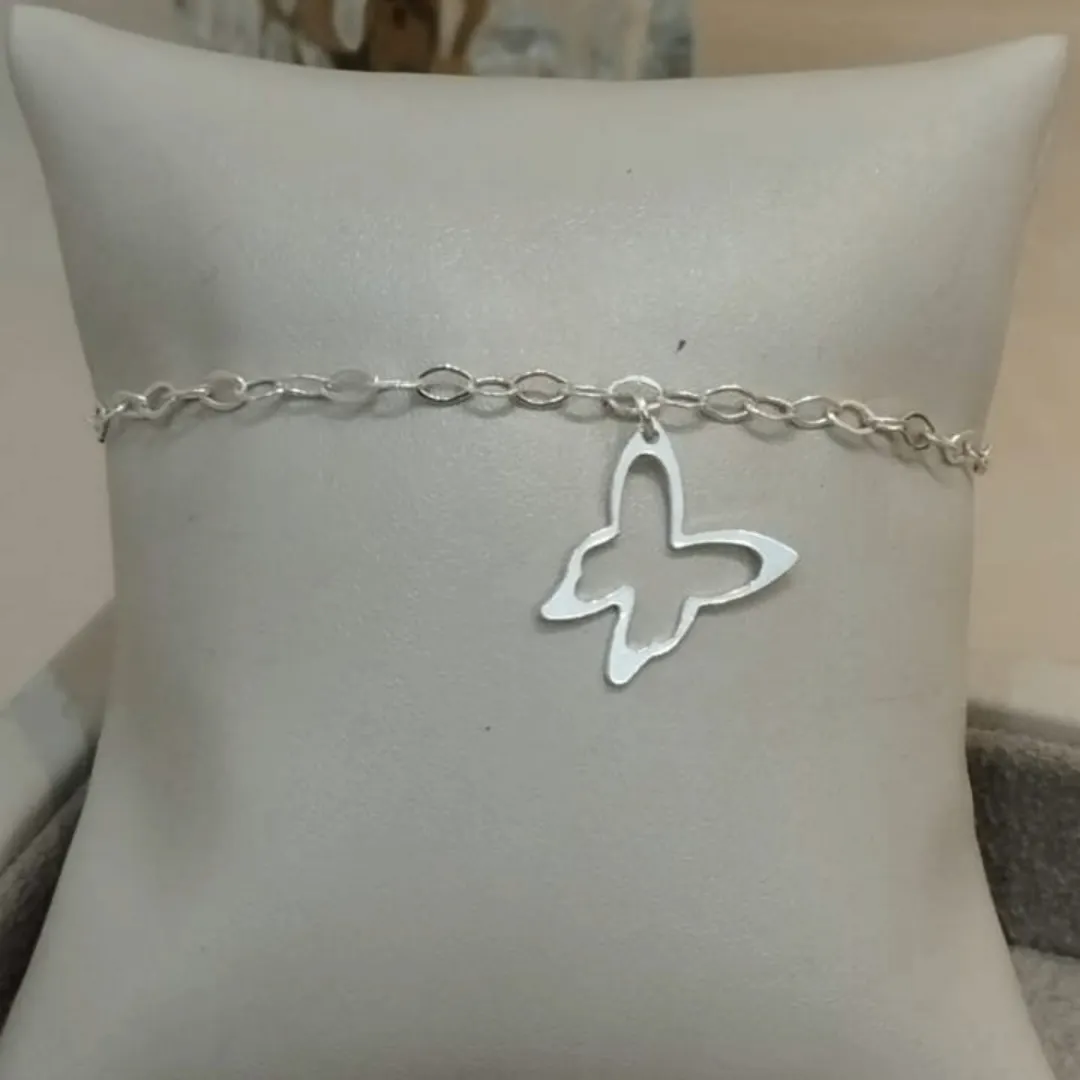 PULSEIRA PRATA PINGENTE BORBOLETA
