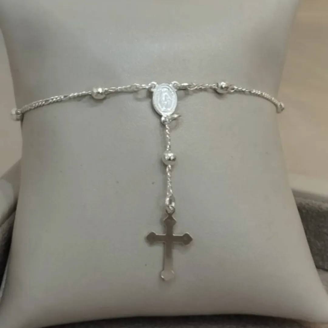 PULSEIRA PRATA TERÇO NOSSA SENHORA DAS GRAÇAS